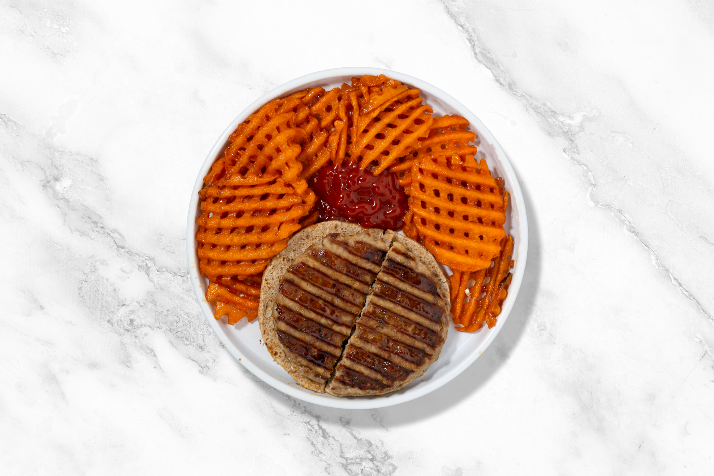 LEAN Ground turkey burger with sweet potato fries