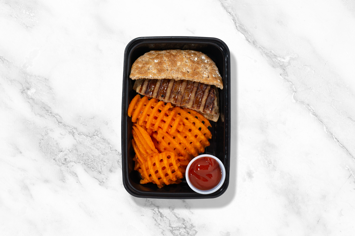 Turkey burger with sweet potato fries